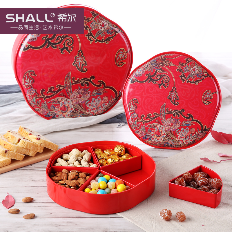 Hilo European-style double layer with lid plastic Dry Fruit Pan Seals New Year Candy Box Snacks Fruit Pan Melon Subpan