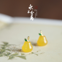 I Changan Pear Never Separate Pendant Yellow Agate Necklace Goose Pear Chinese Temperament choker