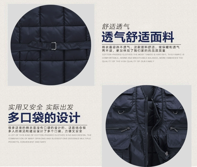 Trung niên nhiều túi xuống áo vest nam kích thước lớn mùa thu và mùa đông vest cha dày vest ấm áp vai vest áo khoác không tay