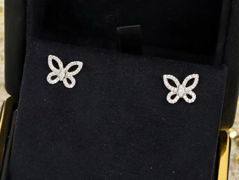 Platinum Lab-Grown Diamond Small Butterfly Stud Earrings