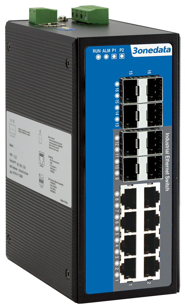 Three-wan IES7116G-8GS network management type 8 light 8 electric ring network redundant industrial grade fiber optic switch 3onedata