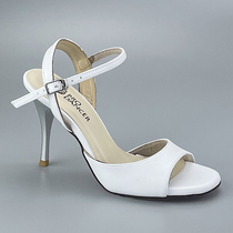 Womens White Genuine Leather Heeled Argentinian Tango Dancing Shoes Salsa Tango Hard Leather Sole