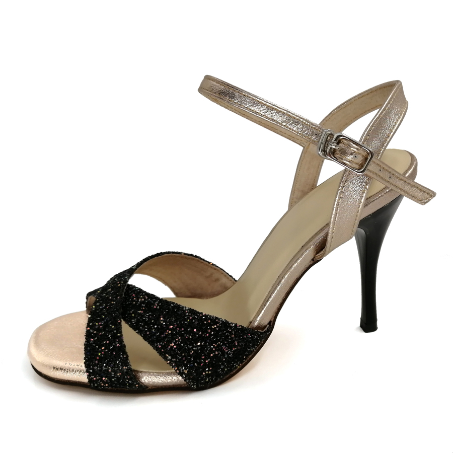 Professional ArgentineTango Salsa Black Sequins Argentine Tango Hard Leather Sole Dance Shoes