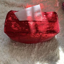 Clearance pick-up for home New Years celebration living room big red sequin tissue cover car decorative tissue box cover fashion