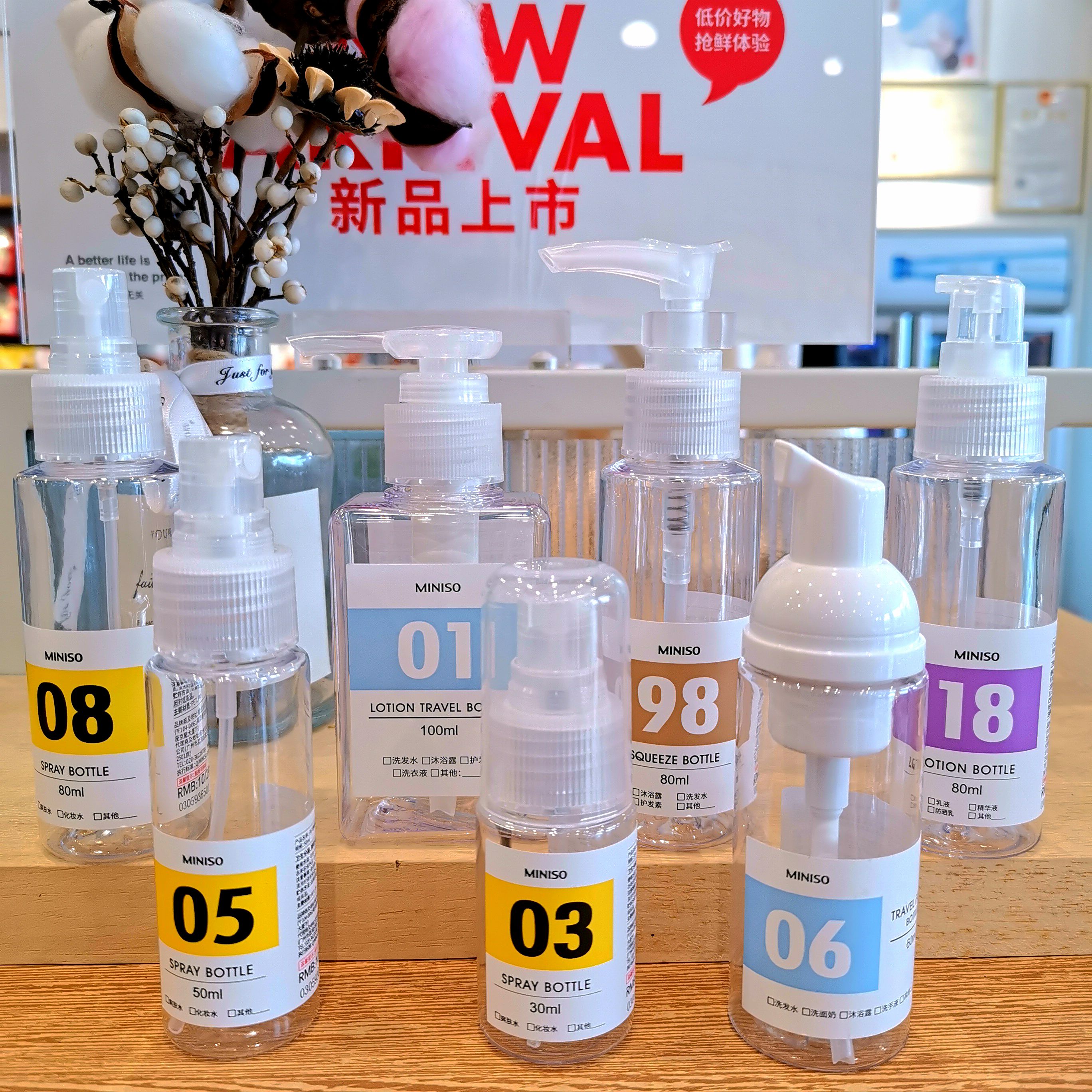 MINISO name Genesis PET transparent spray bottle extruded emulsion split bottle Foaming Bottle Perfume Spray Bottle