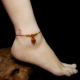 Vòng chân dây màu đỏ của nam giới và phụ nữ năm sinh cá tính đơn giản dệt tay bằng gỗ gụ hoang dã lõi đào em bé ác linh vòng tay - Vòng chân