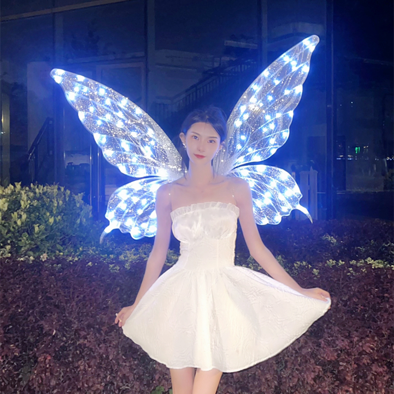 Bar Scenic Area Electric Glowing Butterfly Fairy Wings Back Decoration Birthday Gift Photography Props Qianshu
