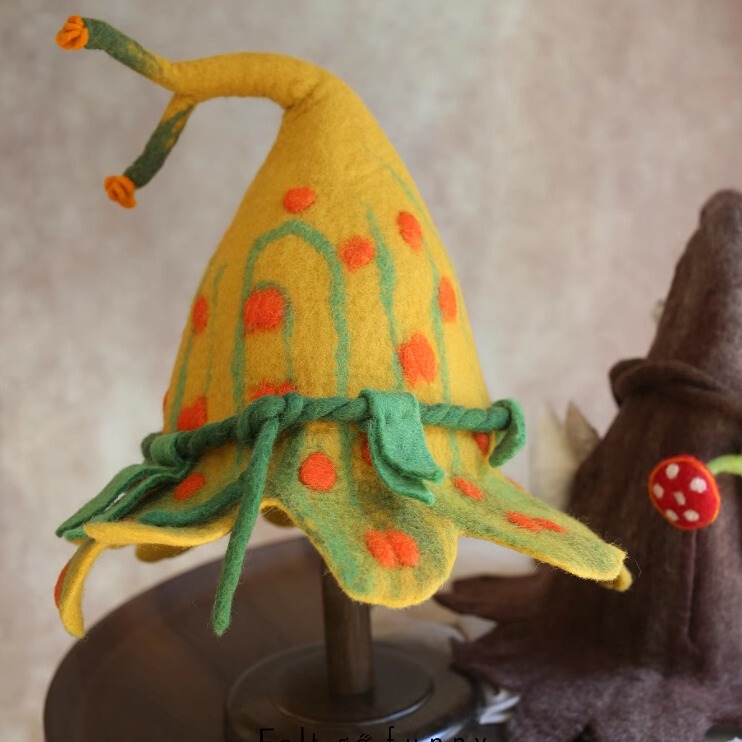 Wool Felt Wet Felt Forest-Style Tree Stump Hat Finished Product Niche Design Pure Handmade Wool Vintage Photography Studio
