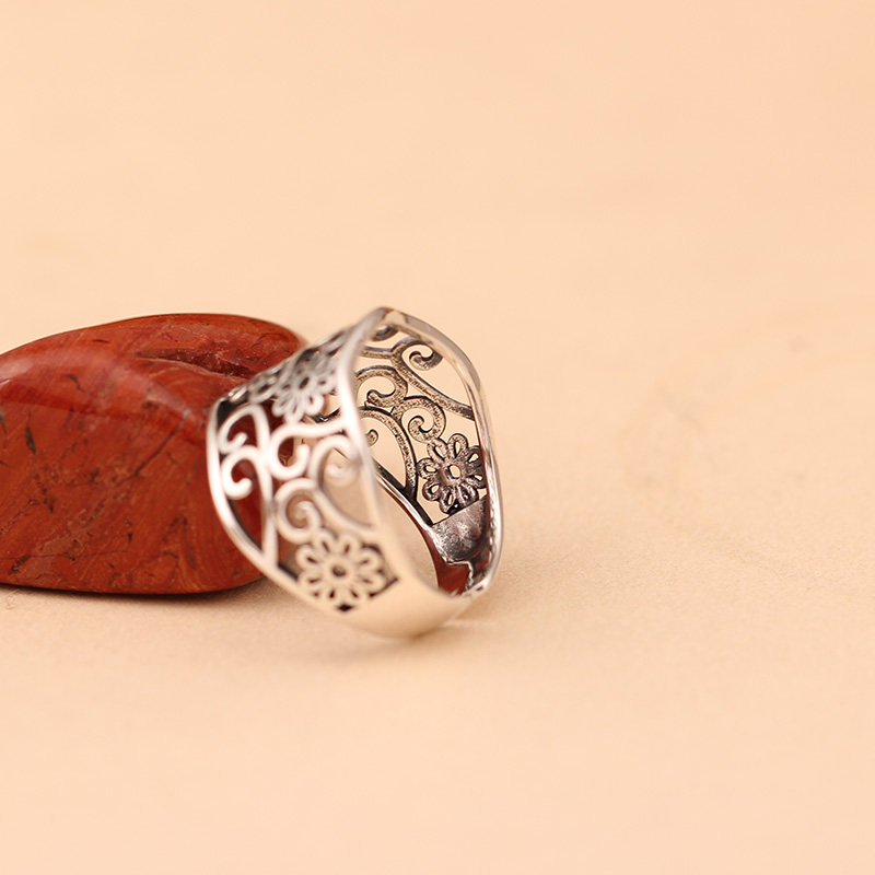 Zichan S925 sterling silver hollow pattern silver jewelry ring