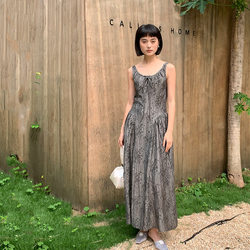 NEIHE内赫广州十三行夏季女装郁金香气质优雅无袖吊带连衣裙25031