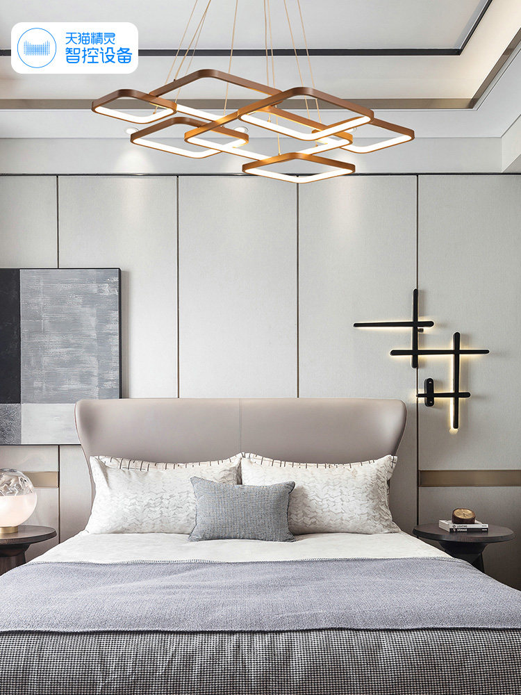 Nordic LED fishing line chandelier Simple modern creative Minimalist Bedroom study Dining room Tmall Elf intelligent control