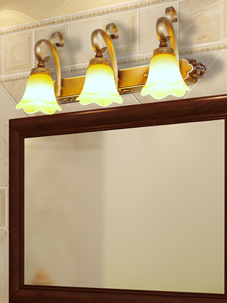 European style classic mirror headlight LED powder room bathroom mirror cabinet light Personality wash table dressing light Makeup fill light