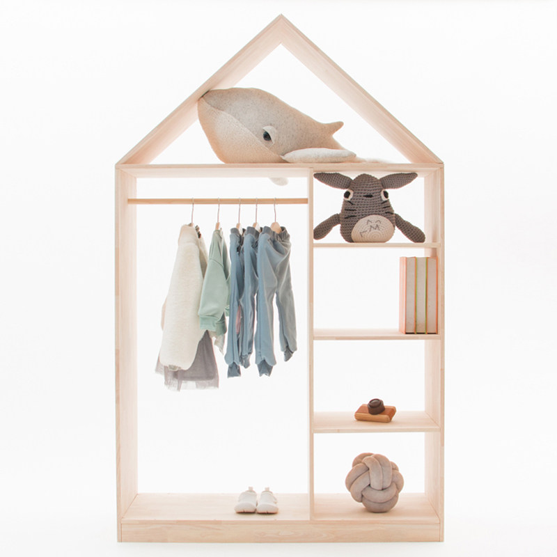 Simple wardrobe Simple modern children's wardrobe Solid wood baby wardrobe Nordic children's room Children's clothing store shelf display
