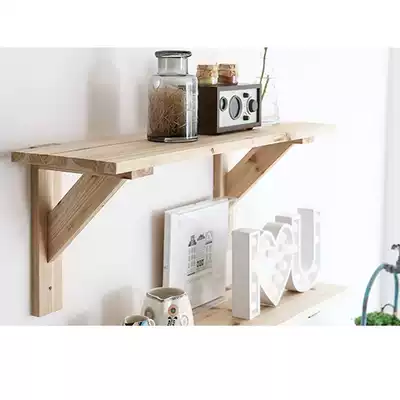 Solid wood wall shelf One-word partition rack TV wall shelf Nordic living room shelf decorative rack creative
