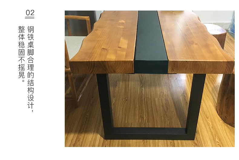 Xiangshe hiện đại tối giản rắn bàn gỗ tự nhiên bên bàn sắt rèn Bàn trà văn phòng kết hợp bàn ghế - Đồ nội thất thiết kế ghế nằm thư giãn