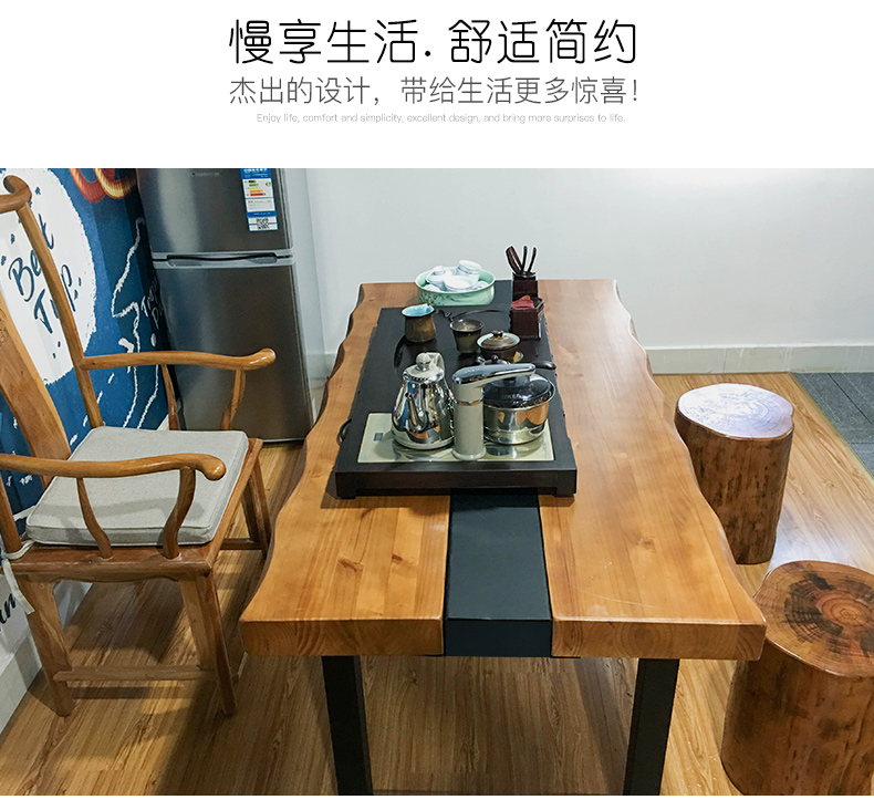 Xiangshe hiện đại tối giản rắn bàn gỗ tự nhiên bên bàn sắt rèn Bàn trà văn phòng kết hợp bàn ghế - Đồ nội thất thiết kế ghế nằm thư giãn