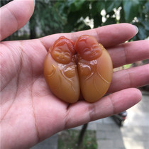 Natural Jade Yellow Dragon Jade A goods golden boy Jade female Jade A pair of pendants fashion men and women couples neck jewelry Jade