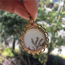 Natural Jade Yellow Dragon Jade A cargo water flower 925 silver inlaid boutique pendant pendant for men and women neck ornaments