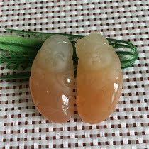 Natural Jade Yellow Dragon Jade A gold boy Jade woman pair pendant pendant