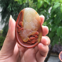 Natural Jade Yellow Dragon Jade A goods eggplant Mountain material pendant pendant exquisite mens neck Jade