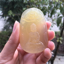 Natural Jade Yellow Dragon Jade A goods old mountain tendon carving Tlata pendant pendant mens Jade