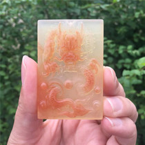 Jade Yuange Pavilion Natural Jade Yellow Dragon Jade A Goods Pretty Color Dragon Pendant Pendant Fashion Mens and Womens Neck Jade Pei