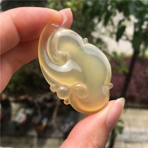 Natural Jade Yellow Dragon Jade A high ice Ruyi pendant boutique pendant womens birthday gift neck Jade