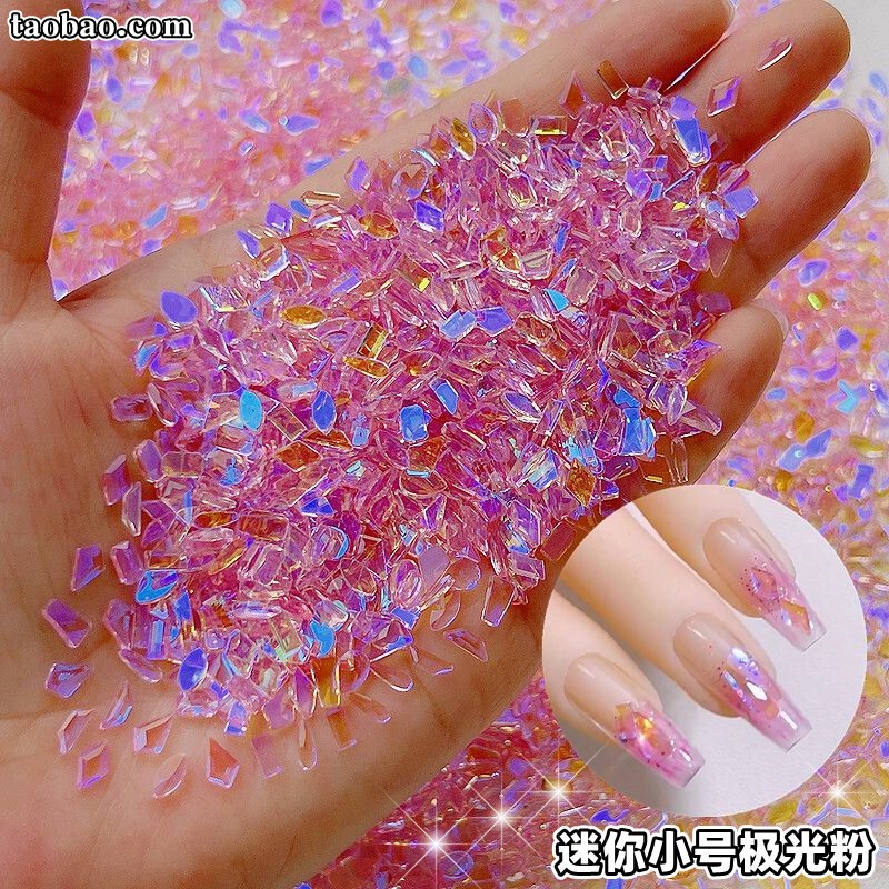 Nail Art Internet Sensation Hot-Selling Pink Aurora Diamond Mini Small Irregular-Shaped Diamond Nails Super Shiny Rhinestones 100 Pieces Pack