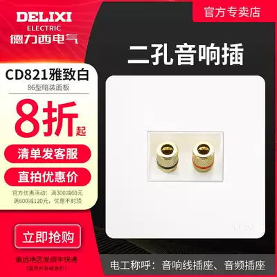 Delixi 86 switch socket home theater conference room KTV subwoofer two Hole Sound Cable banana head socket