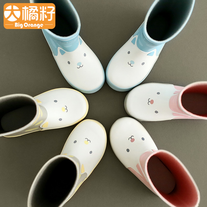 Large orange seed pupils children's children kindergarten rain shoes shoes shoes shoes and water shoes anti-skid red tube