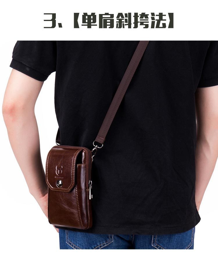 Nam Mini Satchel Leather Casual Trung niên Nhỏ Ba lô Điện thoại di động Pocket Đa chức năng Đường chéo Vai Túi da nhỏ - Túi điện thoại tui xach dep