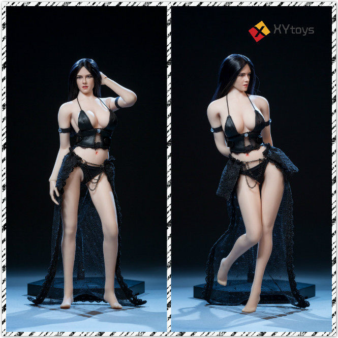 XYtoys XY003 1 6 female soldiers black leather underwear lace dress sexy set suitable for encapsulation body