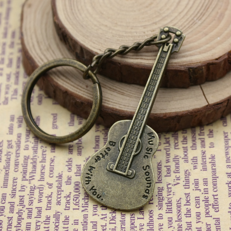 Creative Mini Bass Small Folk Song Guitar Key Buckle Hanging Accessories Bass Electric Guitar It Model Instrumental Hanging Ornament