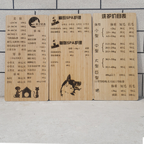 Custom wood carving large size barber ear beauty Nail hair health menu Wall hanging price list table