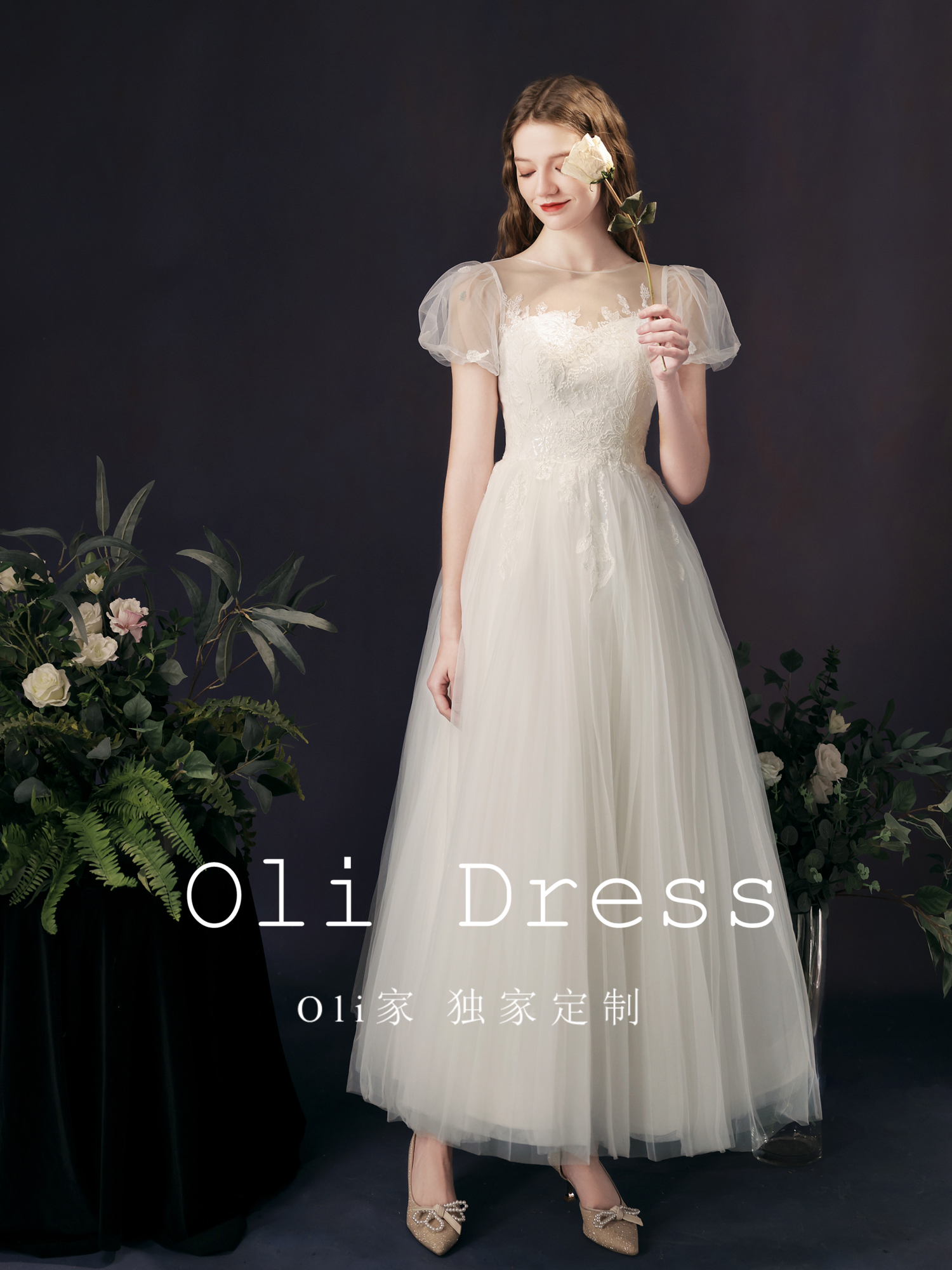 Crown shop wedding dress OLI family led a marriage small white skirt in the long new bridesmaid dress birthday dinner year