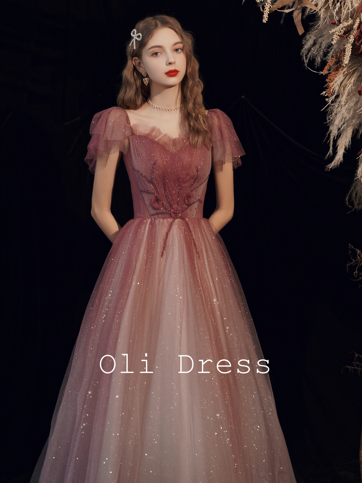 Evening dress eight -year old shop dinner dress OLI family toast female hostel year president skirt wedding red gradient ocean qi fairy small