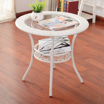 Small tea table small round table rattan leisure tea table side table simple modern simple home balcony white storage