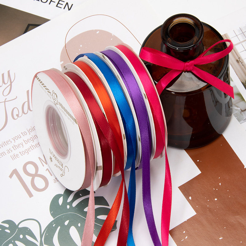6mm Wide Double-Sided Polyester Ribbon High-Density Satin Ribbon Cake ...