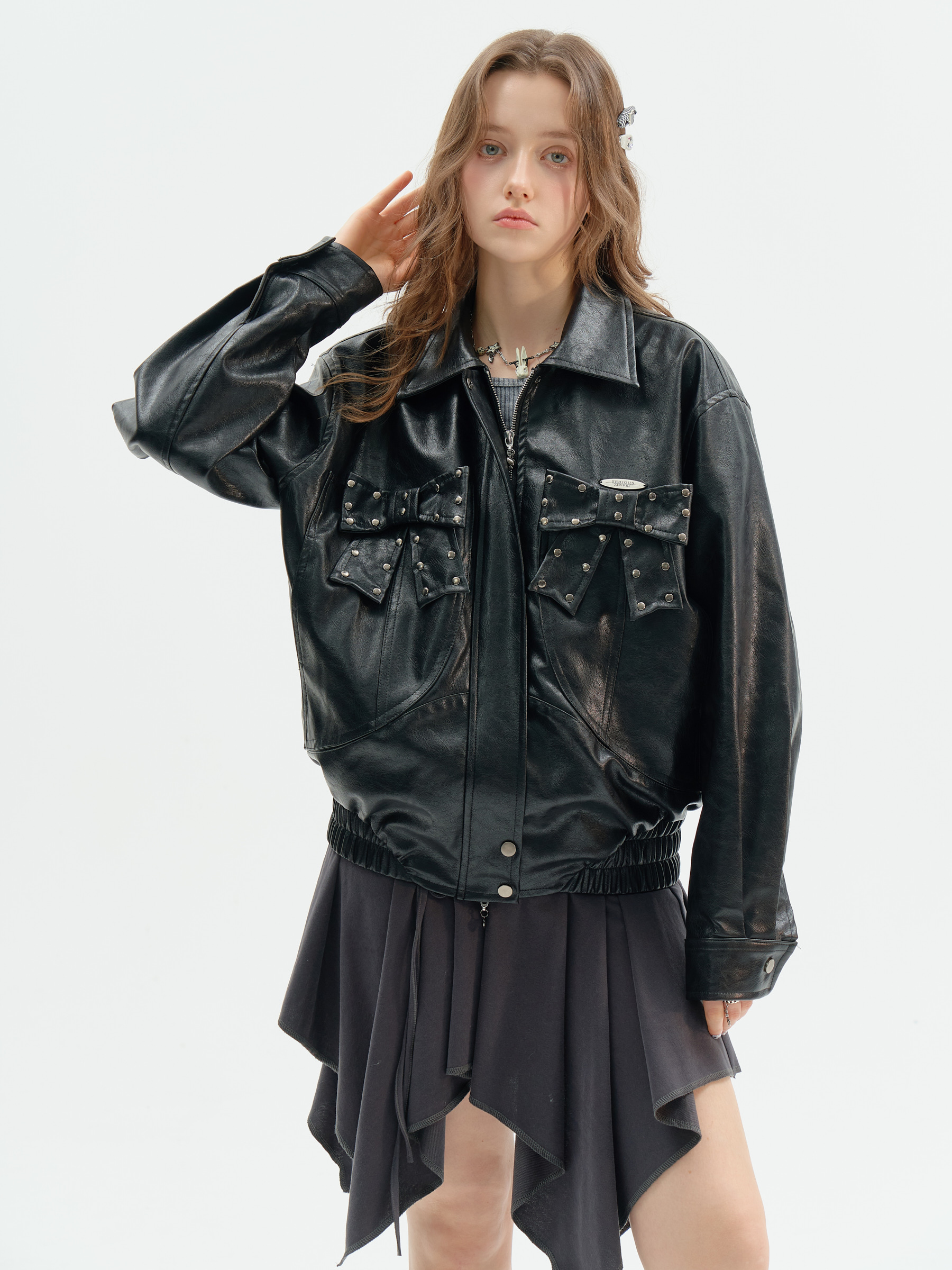 ziziFei | リボンレザージャケット - ショップ ziziFei トップス - Pinkoi