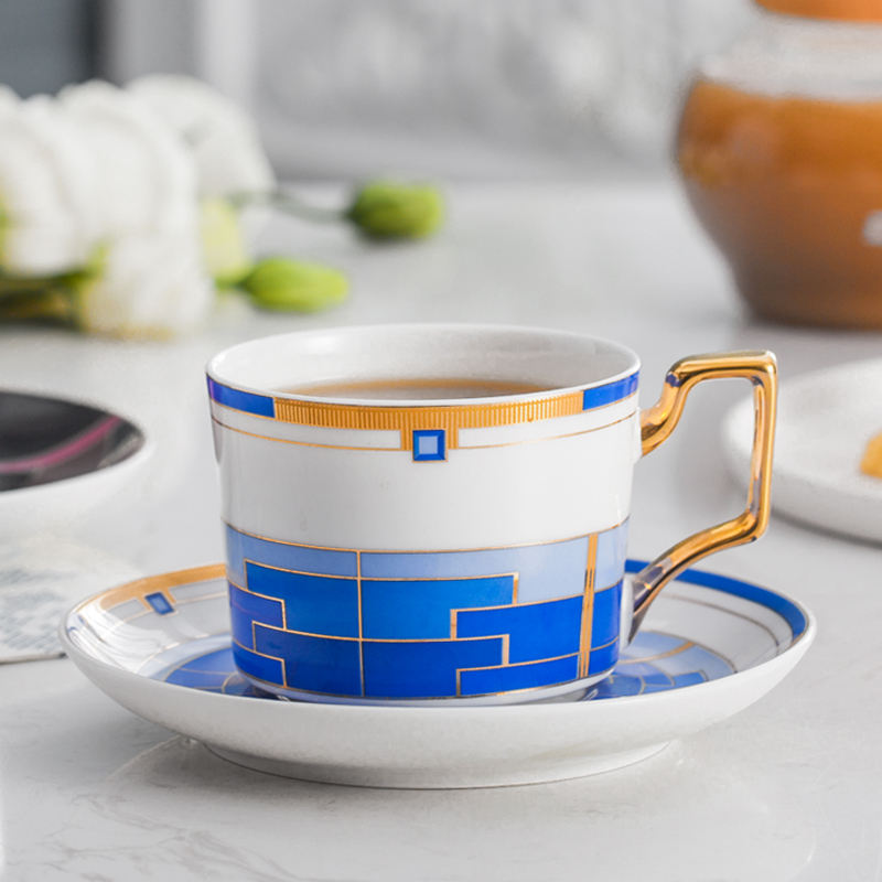 Luxurious British luxury ceramic cup European luxury blue coffee cup suit household afternoon tea cup