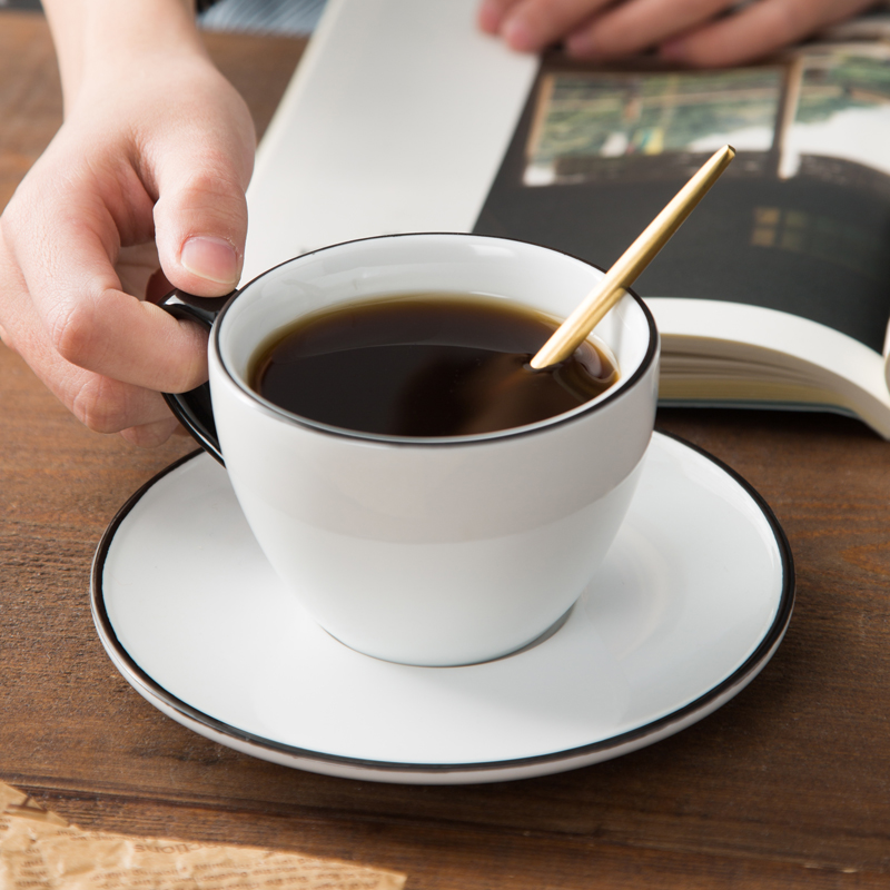 Nordic Style Take Iron Cup Ceramic Concentrate Coffee Cup Saucer Large Capacity Breakfast Cup European Style Coffee Cup Laflower Mug