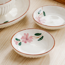 Many beautiful Japanese cherry blossom ceramic seasoning dish soy sauce dish household small dish dipping snack dish vinegar saucer sauce dish