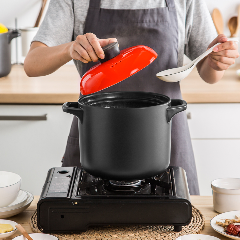 Multi-beauty casserole saucepan soup pan Ming fire straight burning soup saucepan home gas cooking porridge pot fish head shallow mouth ceramic saucepan