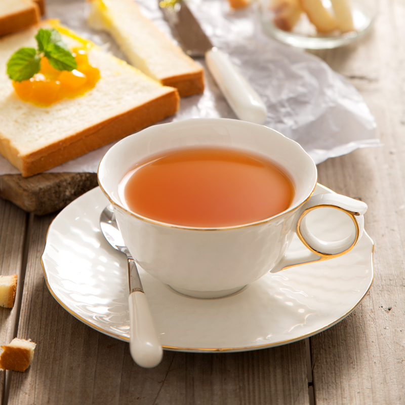 Pure white gold bone china coffee cup Nordic tea cup ceramic afternoon tea cup with black tea cup saucer spoon delivery rack greeting card