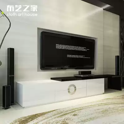 Modern simple paint TV cabinet White telescopic TV cabinet coffee table combination fashion floor cabinet TV cabinet