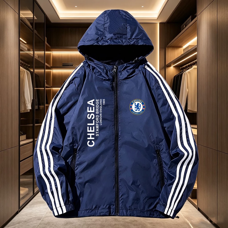 Champions League Chelsea Football Sports Windbreaker Spring and Autumn Style Jacket Training Windproof Zipper Oversized Jacket Mountaineering Clothing