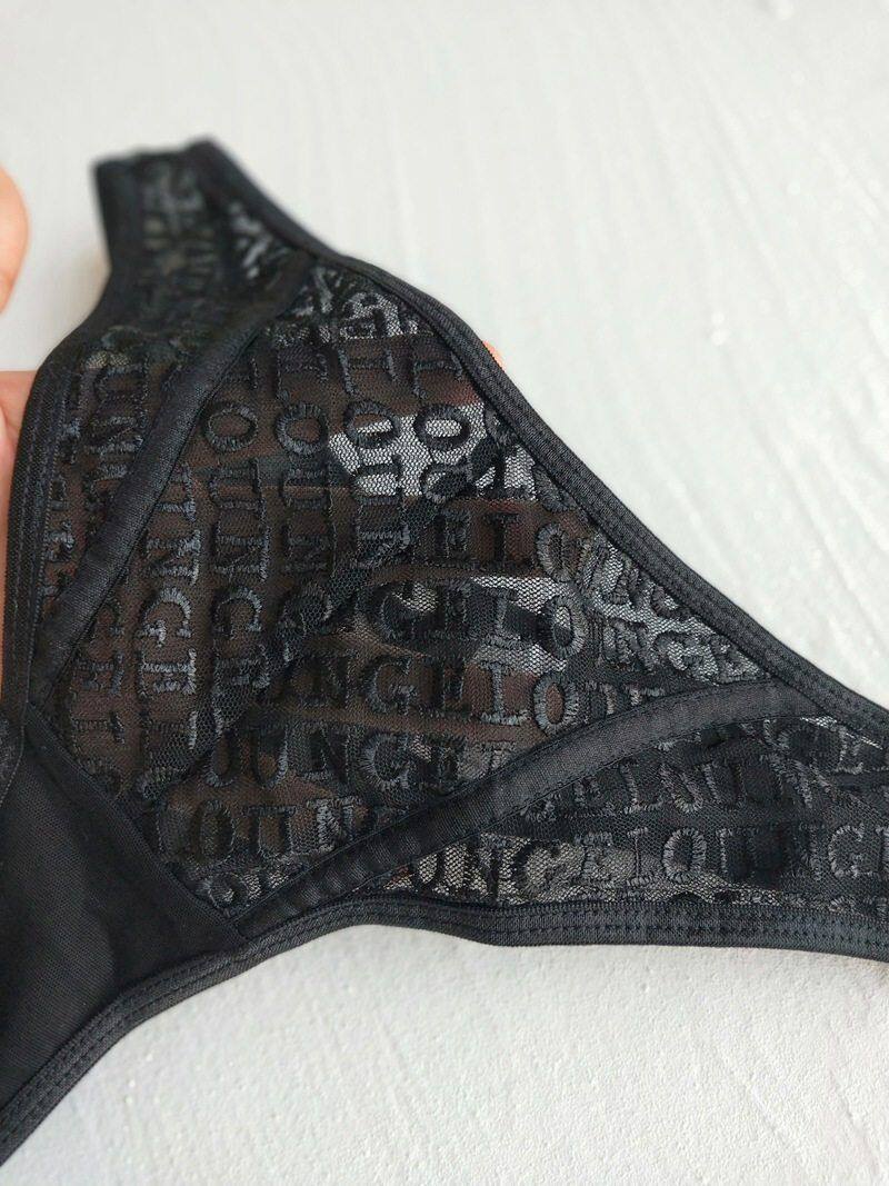 Стринги Женские 欧美轻奢 lounge高级感立体logo刺绣英文中高腰丁字裤小码内裤t裤