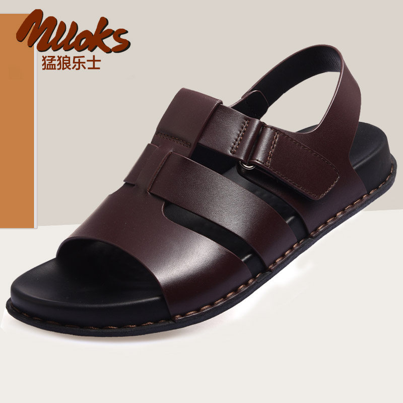 Men's sandals men's leather beach shoes thick bottom non-slip casual headlayer Bull Leather Sandals 2023 Summer New Men's Shoes-Taobao