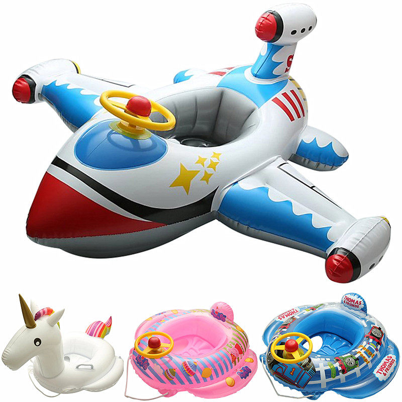 Children swimming circle baby and young child sits around boy and girl inflatable toy car floating ring life ring