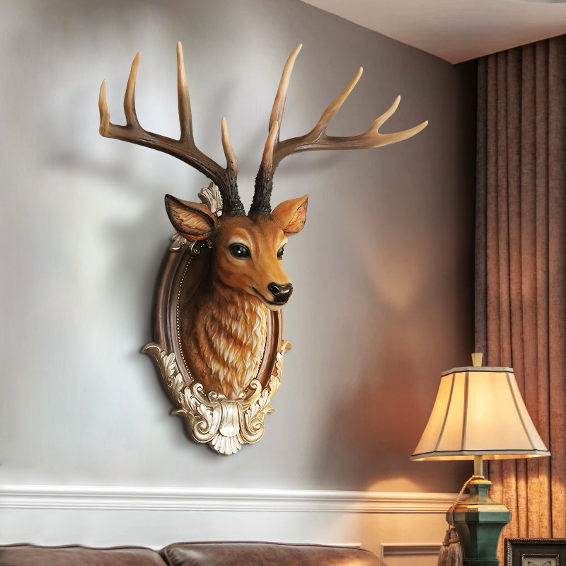 American deer heads decorated wall hanging living room TV background wall Animal head mounted creative maskline wall hanging piece